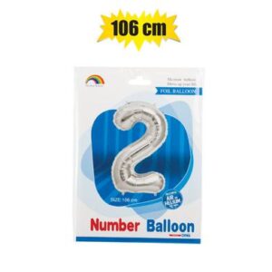 Balloon helium foil silver 2 102cm f-04