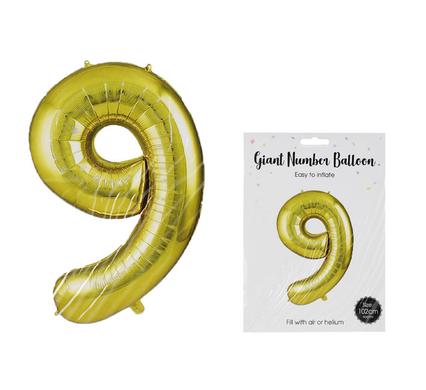 Balloon helium foil gold 9 102cm f-04