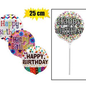 Balloons a/fill bday-2 asstd 25cm