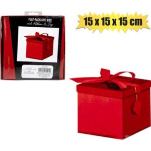 Gift box flat pack 15c15x15cm red