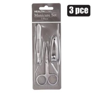 Nail manicure set s/s 3pc blister h/glow