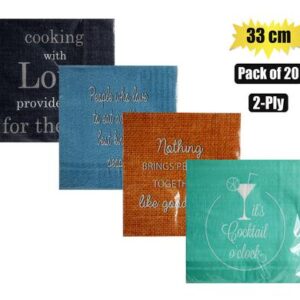 Serviettes 2ply 33cm 20pc words wine