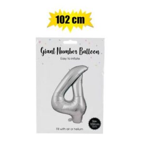 Balloon helium foil silver 4 102cm f-04