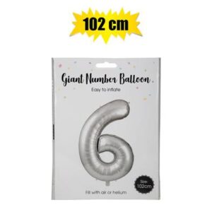 Balloon helium foil silver 6 102cm f-04