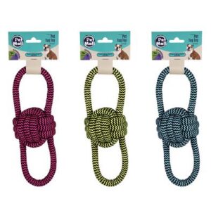 Pet dog tug toy string dbl loop 24x9cm