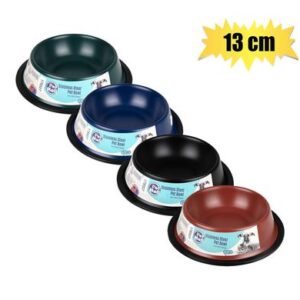 Pet dog/cat bowl s/s dark colours 13cm